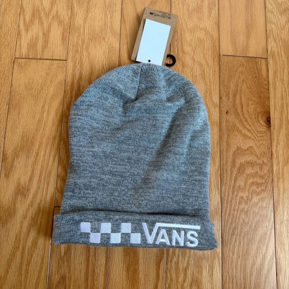Vans Rugged Sporty Chic Skate Streetwear Checkerboard‎ Logo Beanie OS Gray